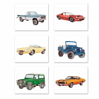XUOIAYNB Watercolor Classic Car Art Prints